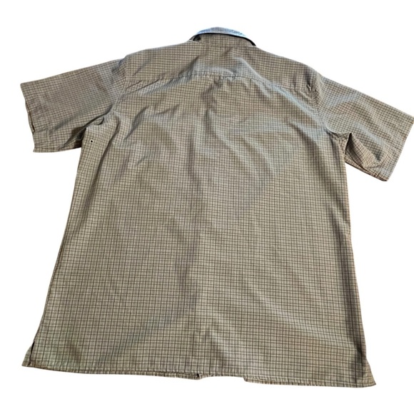 Eddie Bauer sport shirt button up plaid short sleeve olive green Men’s XL Tall - Picture 2 of 8